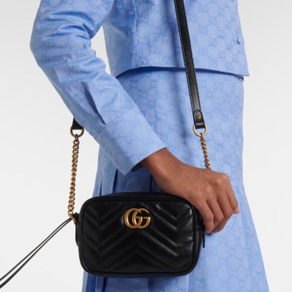 Authentic Gucci Black Mini GG Marmont Camera Bag EUC - Picture 3 of 15